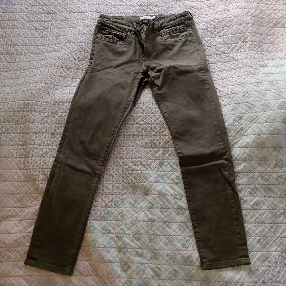 LL Bean Signature Olive Green Skinny Jeans